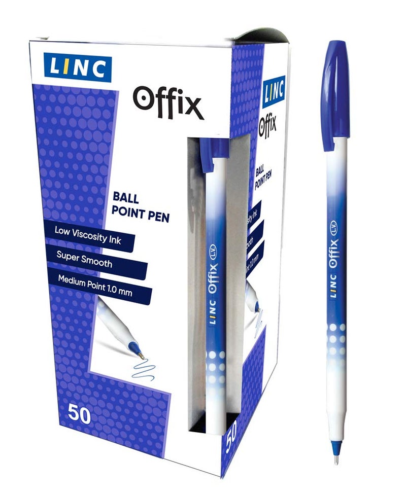 Linc Offix Smooth Ball Point Pen, 1.00mm Tip, 50-Count, Blue - Image 5